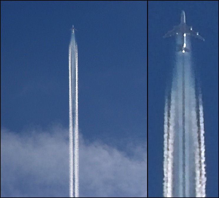 Chemtrails aircraft below clouds